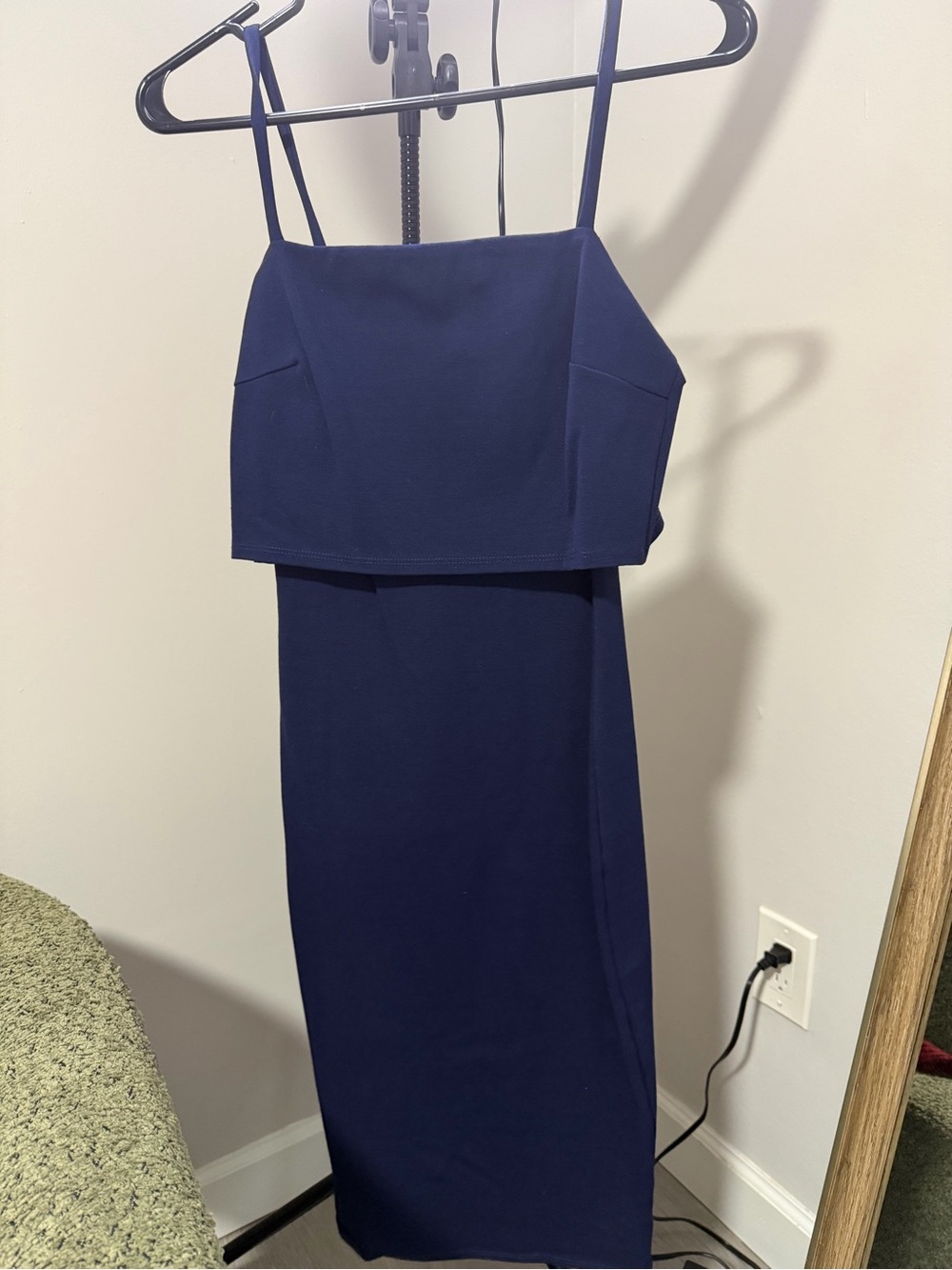 Soprano Navy Spaghetti-Strap Midi Dress